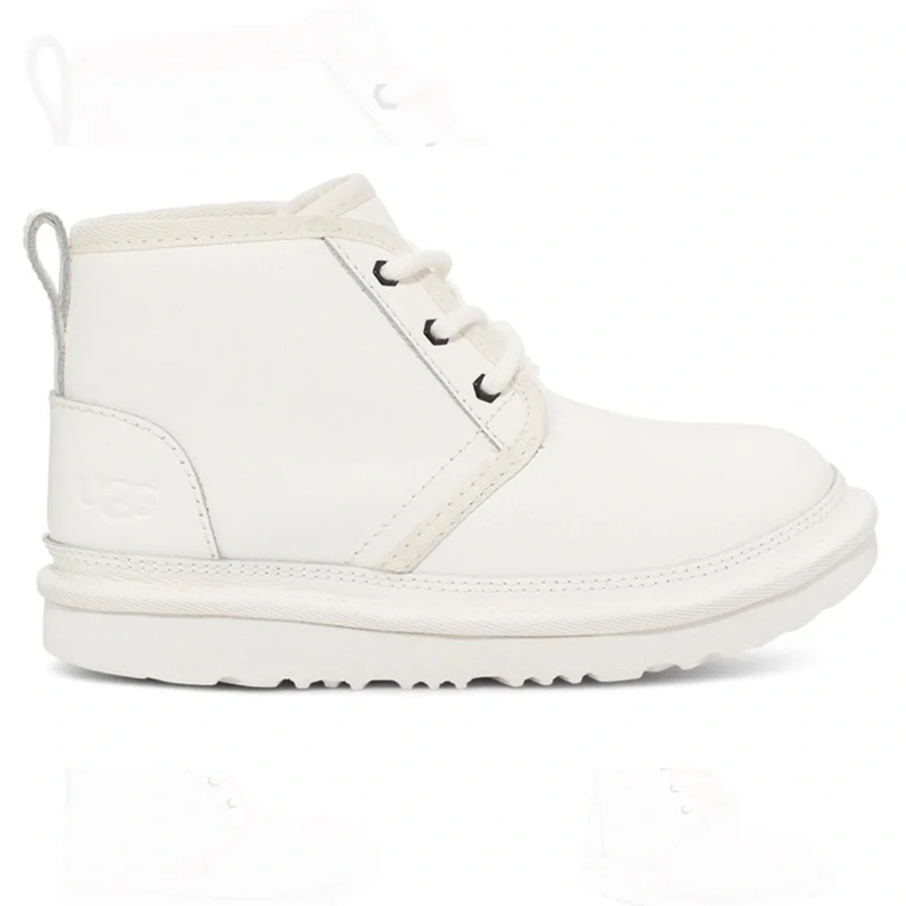 Ugg Girls White Sherpa Sheepskin Lined Chukka Lace Up Tie Boots Shoes Neumel II